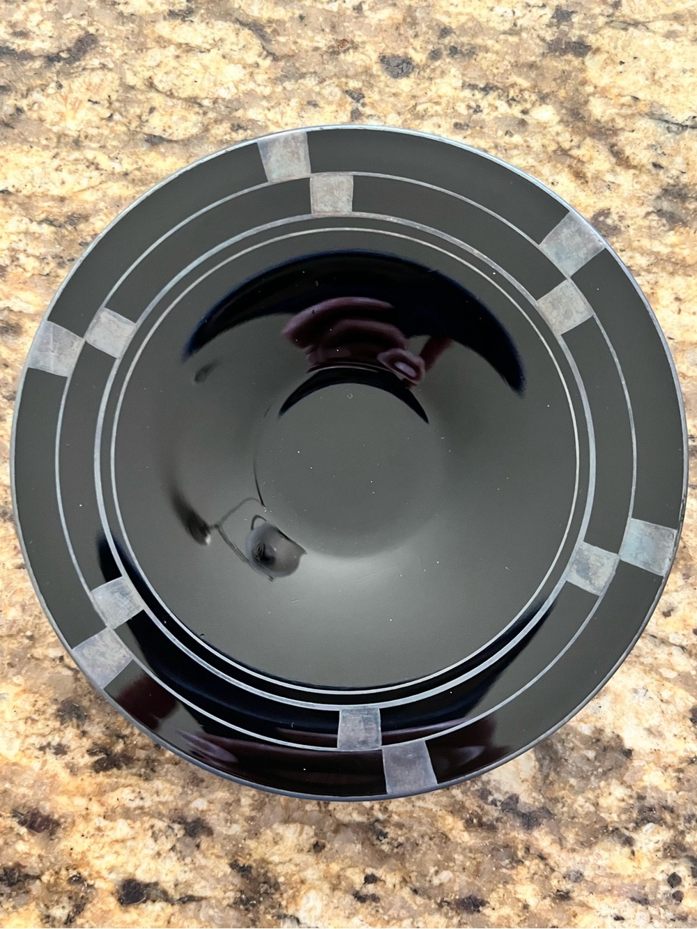 Vintage Fostoria Black Amethyst Glass 7" dish with pedestal. Has sticker!